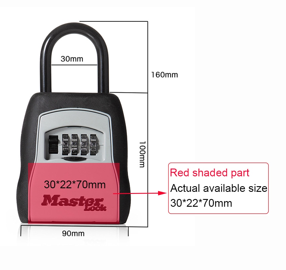 Key Safe Box Password Combination Portable Lock Box Outdoor Padlock For Keys Storage Home Office Use Security Hook Safe Lock
