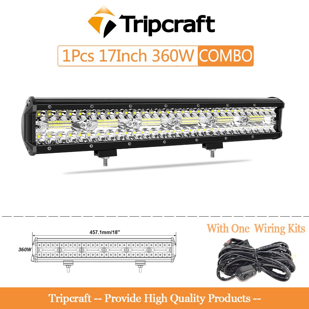 Tripcraft 3Rows LED Bar 4-28 inch LED Light Bar LED Work Light combo beam for Car Tractor Boat OffRoad 4x4 Truck SUV ATV 12V 24V: 1pc 17in with wiring