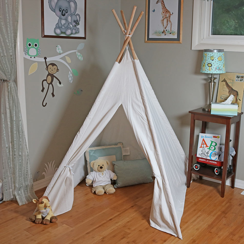 Spielen-Zelt Spiel-Haus Tipi Dreieck KidsTent Tipi Leinwand Schlafen Dome 130cm Tipi Haus Wigwam Zimmer Kinder der Zelt