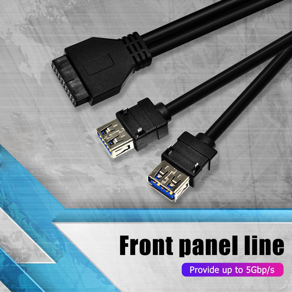 PC Case 20Pin to 2 Port USB 3.0 Front Panel Cable Adapter with Fixed Foot Plug and connector