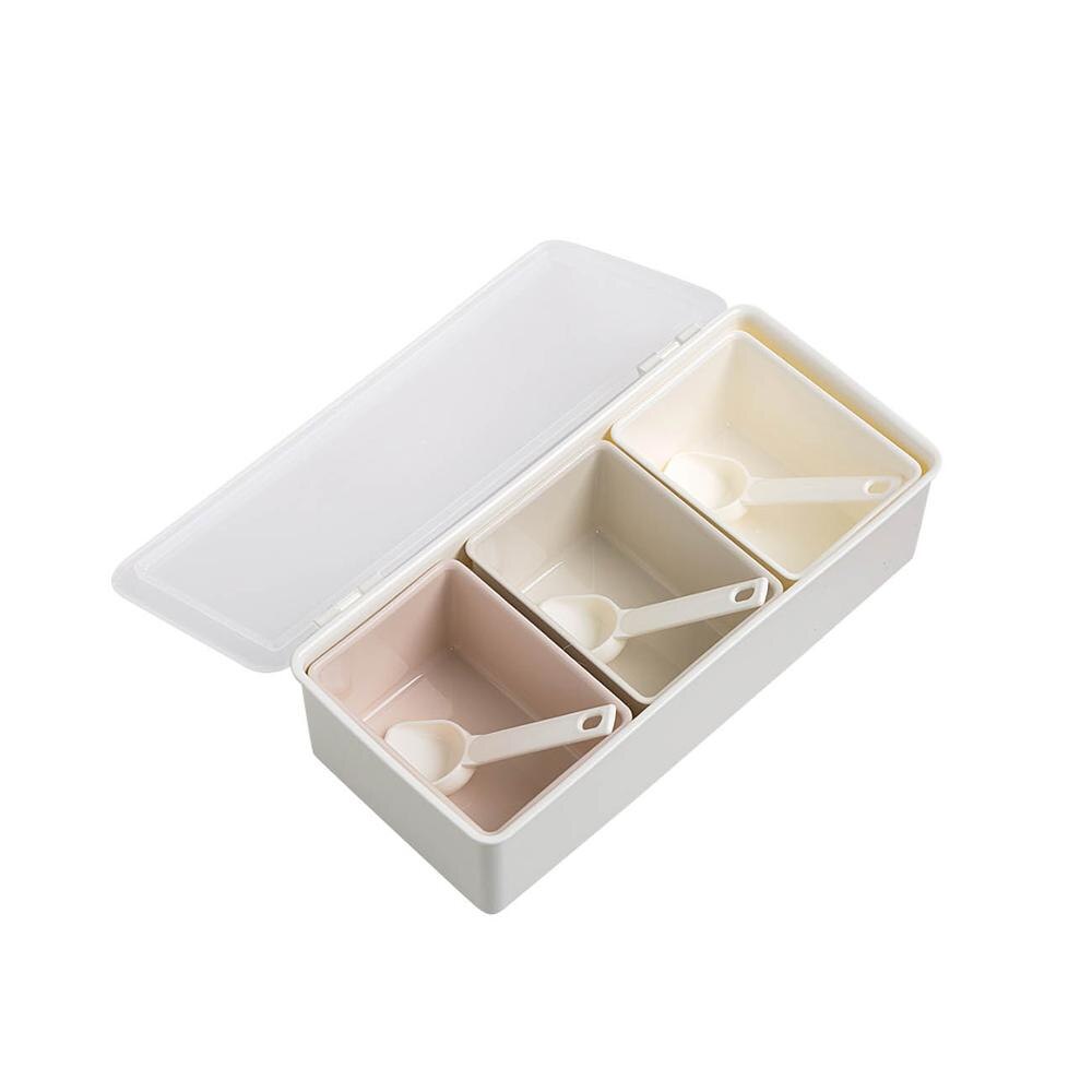 Spice Jar Seasoning Box Spice Container Case Set Salt and Pepper Storage Containers Box Kitchen Spice Organizer Bottles: 3 jars