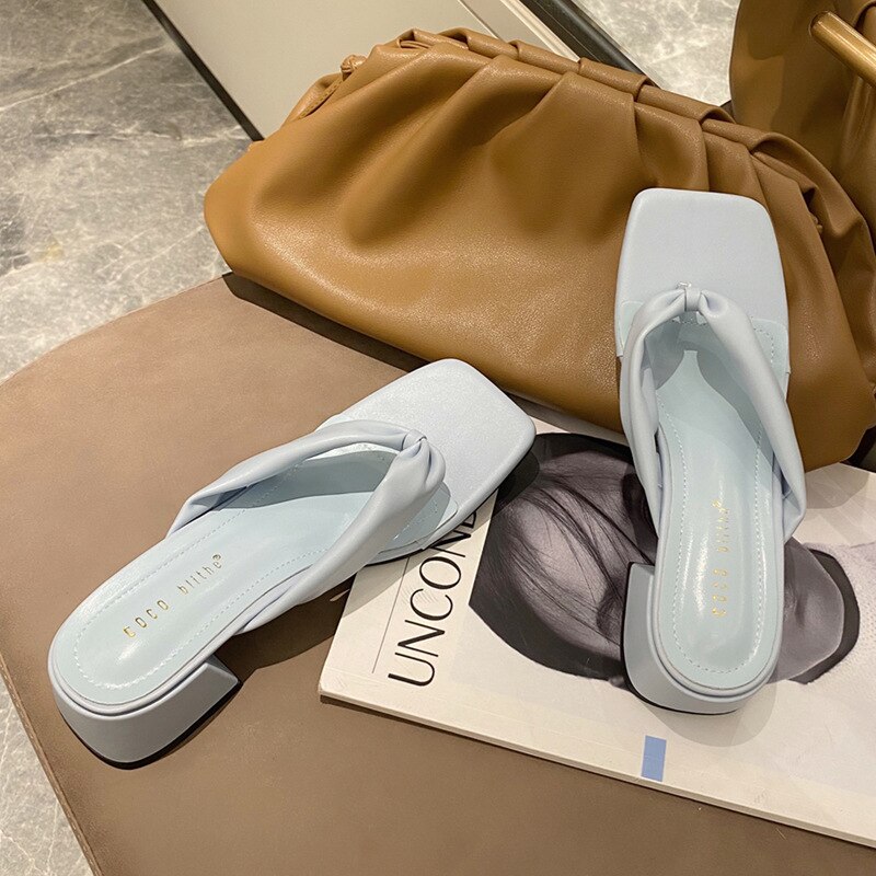 Rome Clip Teen Solid Slingback Vrouwen Sandalen Fee Schoenen Vrouw Slippers Slip Op Chunky Med Hakken Gladiator Sandalias Femme: apricot / 7.5