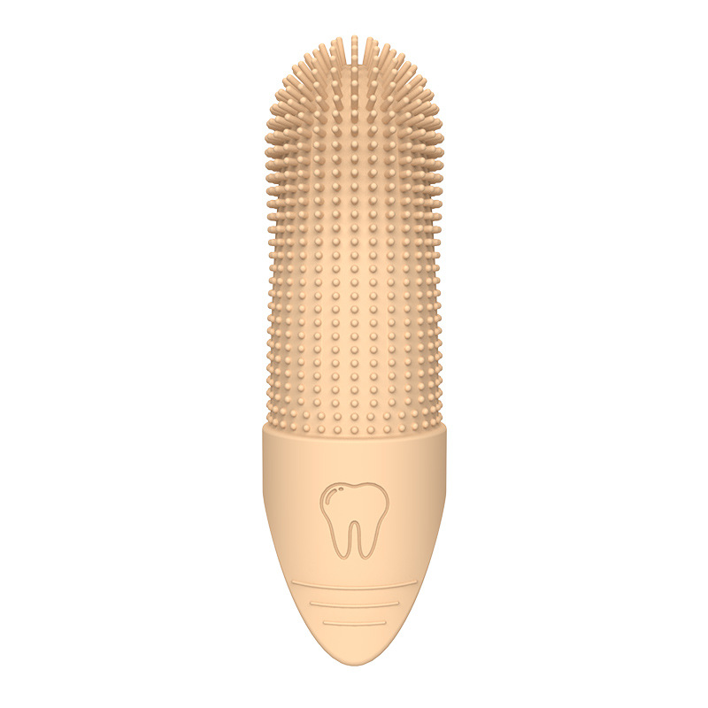 Escova de dentes para cães, 360 ° Escova de dentes de dedo de limpeza para cães, escova de dentes de dedo de cachorro de silicone de qualidade alimentar para cães e gatos cuidados dentários: Cáqui Escuro