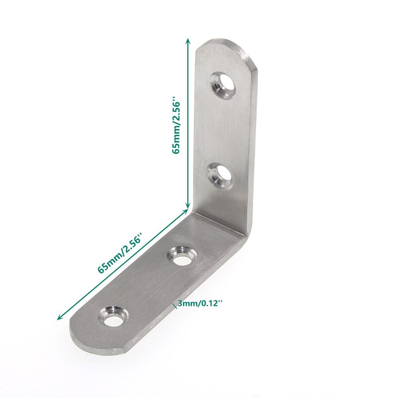 6Pack L Bracket Corner Bracket,Stainless Steel Corner Brace Joint Fastener Shelf Support,90Degree Angle Bracket: 65x65x3mm