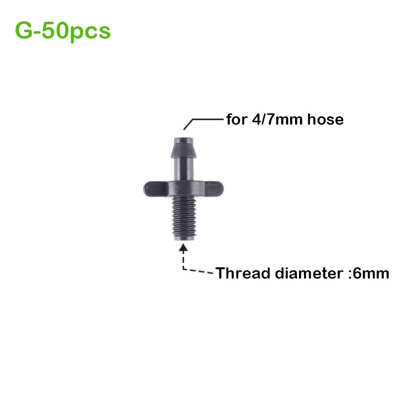 50pcs Garden Irrigation Connectors Barbed Single Double Tee Elbow Drip Arrow Cross Coupling Watering Fitting For 4/7mm Hose: G