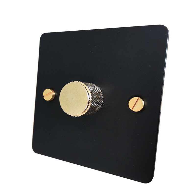 Wallpad simple LED gradateur interrupteur 1Gang électrique lumière luminosité régulateur Antique laiton norme ue avec griffes: BLACK-B