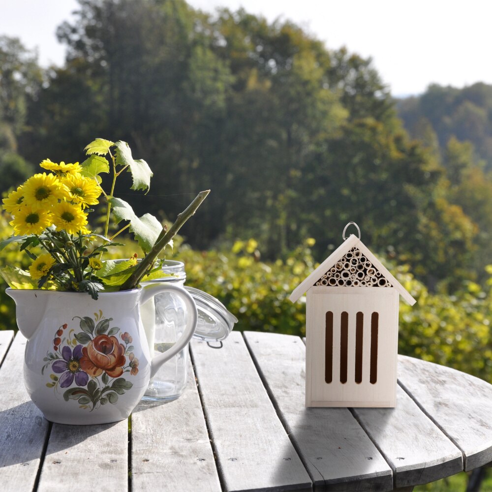 Wooden Insect Bee House Wood Bug Room Bee Shelter Nests Box Garden Decoration