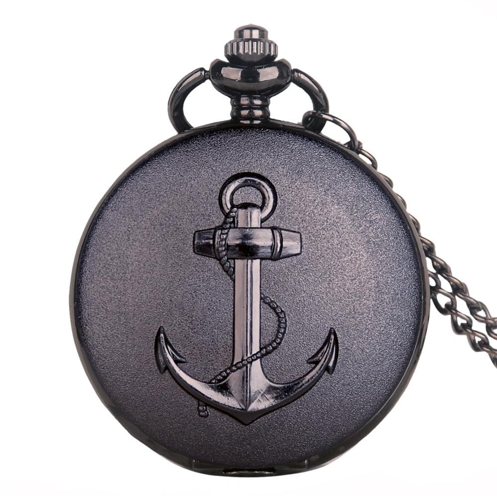 Rrtro pirat anker kvarts lommeur antik sort/bronze mænd kvinder vedhæng halskæde ur fob ur