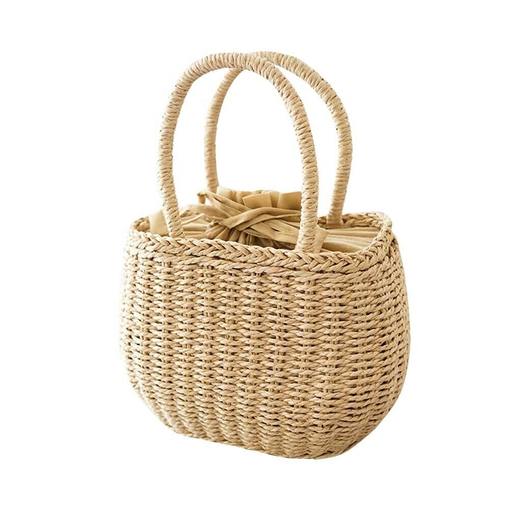 neue Stil Frauen Stroh Woven Tasche Handtasche Schulter Tasche Rattan Kupplung Korb Vintage Sommer Strand Tasche Tote: Beige