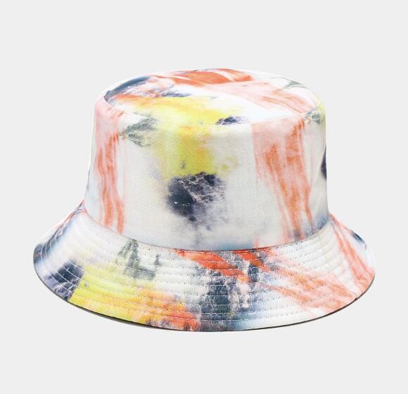 Double-sided Wearing Cap Visor Rainbow Color Bucket Hat Men And Women Cotton Flat Sun Hat Reversible Sun Tie Dye Fisherman Hat: COLOR 3