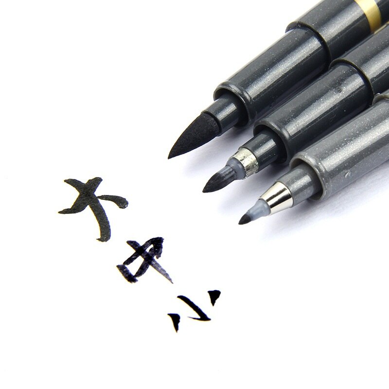 Pincel de escritura y pintura con tinta negra, pluma de firma de dibujo y caligrafía china, suministros escolares y de oficina, de papelería, 1mm