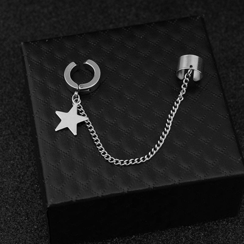 acier inoxydable oreille chaîne clé serrure lame pendentif hommes femmes boucle d'oreille couleur