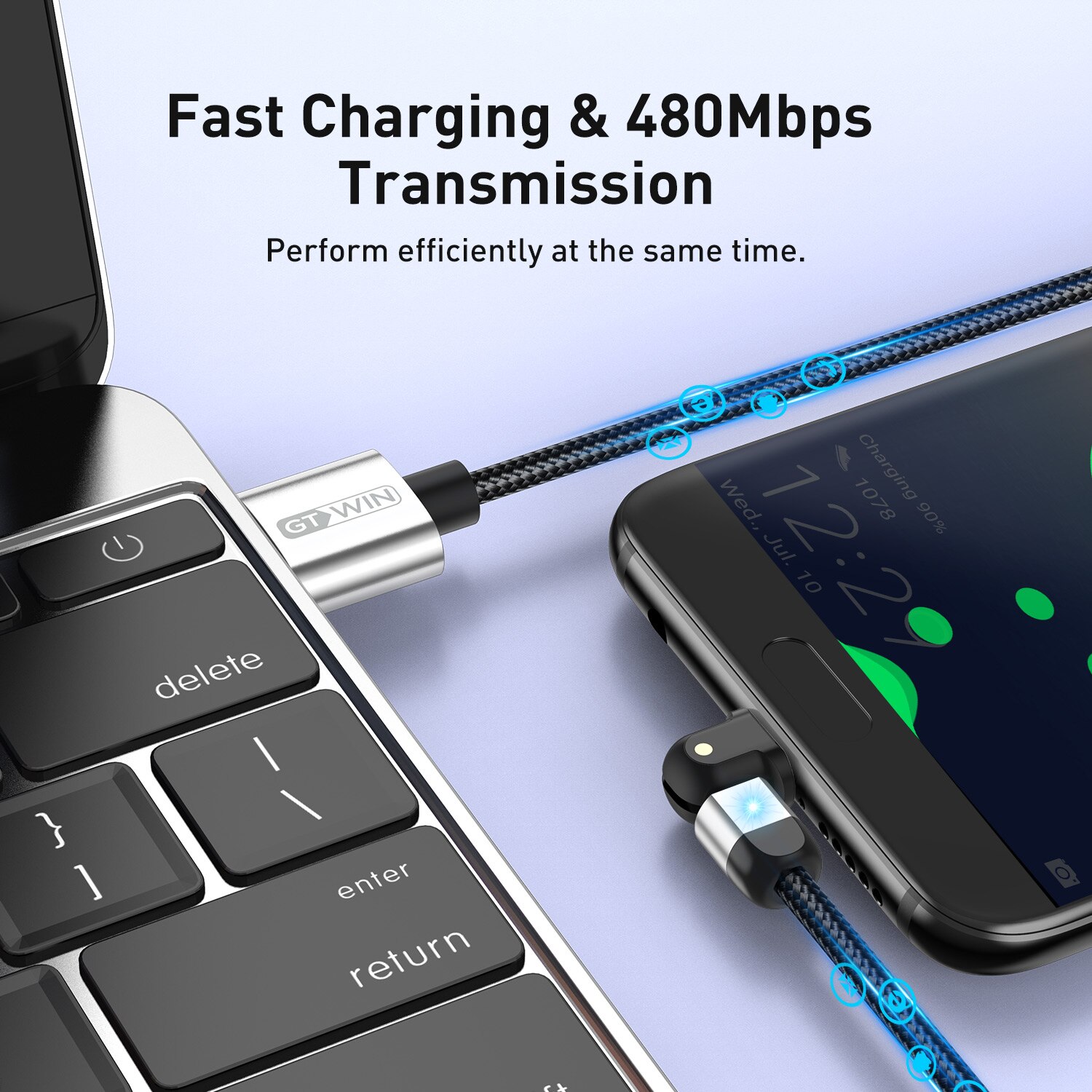 GTWIN 3A Micro USB Cable 180 Degree Fast Charging Data Cable For Samsung Xiaomi Huawei Microusb Android Mobile Phone Charger
