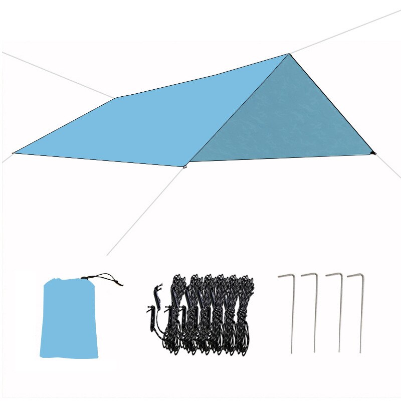 Multifunktionelt telt presenning vandtæt kraftig skygge sejl solsejlads udendørs 118 x 118 inches til rejsecamping  zj55: Himmelblå