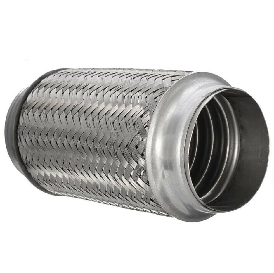 3" ID x 8" L Car Truck Double Braid Exhaust Flex Pipe Braid Tube Connector Joint Coupling Adapter Heavy Duty Stainless Steel
