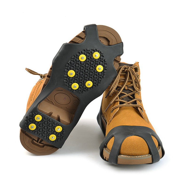 Picos para zapatos de nieve antideslizantes 1 par 10 clavos para el hielo para zapatos antideslizantes Grip crampones escalada zapatos cubrir crampones
