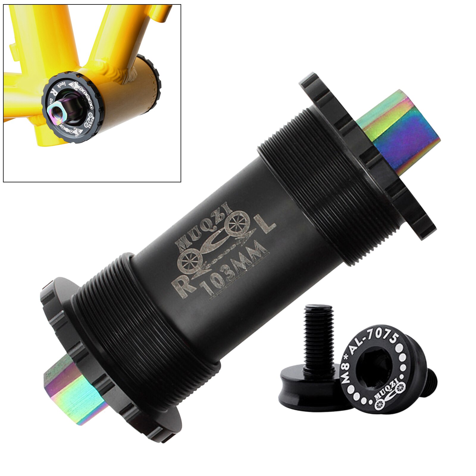 Bicycle Bottom Bracket 68mm Square Hole Crank Axis Mountain Road Bicycle Parts BB for Square Tapered Spindle Crankset: 103mm Black