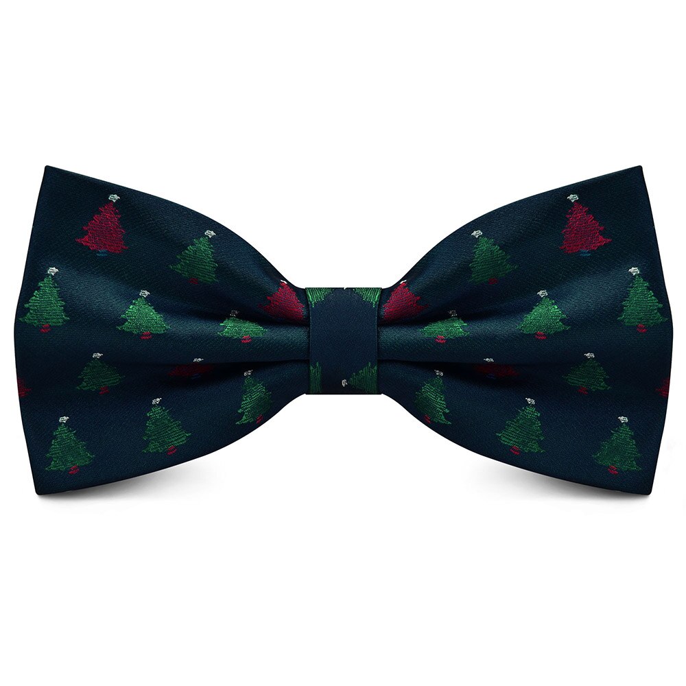 GUSLESON Double Fold Men's Christmas Bow ties Festival Theme Bowties Pre-Tied Neckwear Snow Tree Pattern Novelty Bow Tie: 06