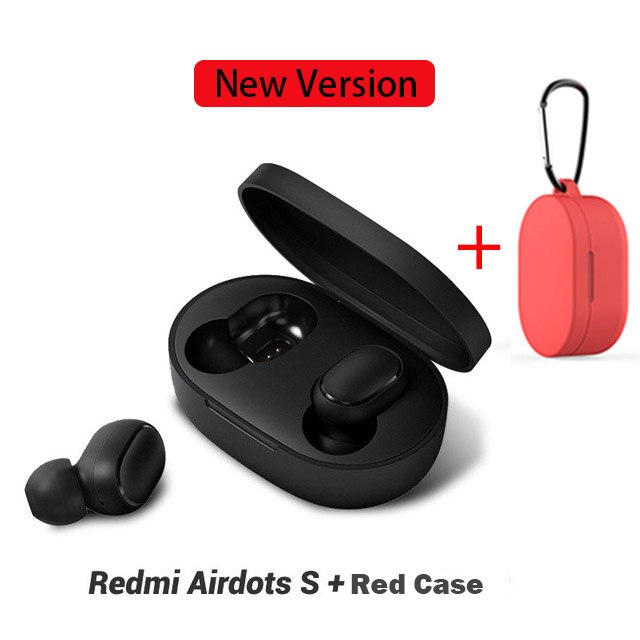 Redmi Xiaomi Airdots TWS Bluetooth Earphones Wireless 5.0 Bluetooth Earphone AI Control Gaming Headset With Mic Noise reduction: With Red case