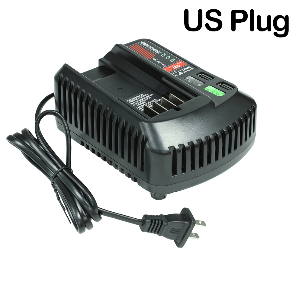 Fast Charger For Craftsman 20v 2A Li-ion Battery 100V/240V with 2 USB-A Ports Rechargeable Power Tools CMCB202 CMCB204 CMCB206: Khaki