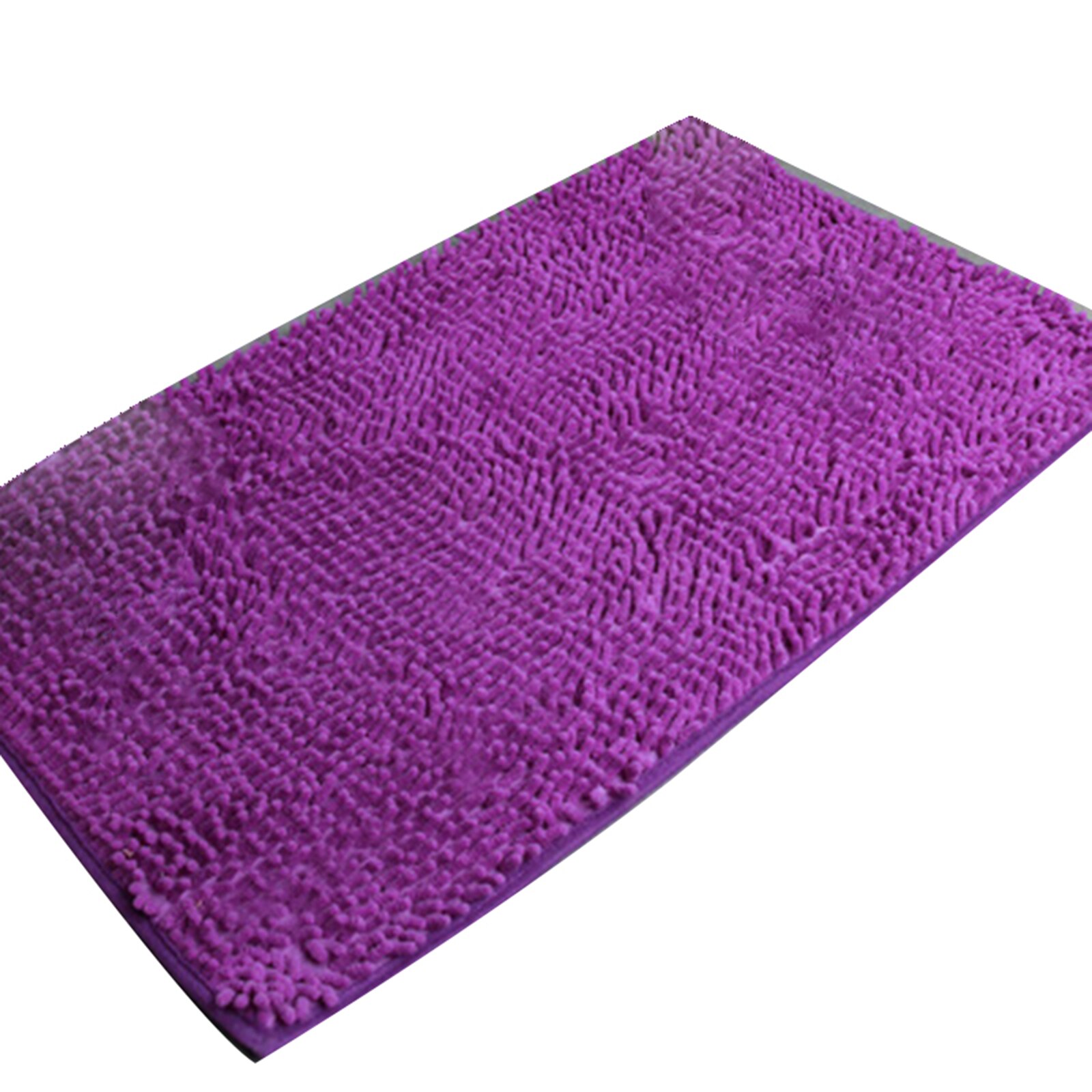 Chenille Bath Mat Soft Shaggy and Comfortable Super Absorbent and Thick Non-Slip Machine Washable for Bathroom TP: Purple