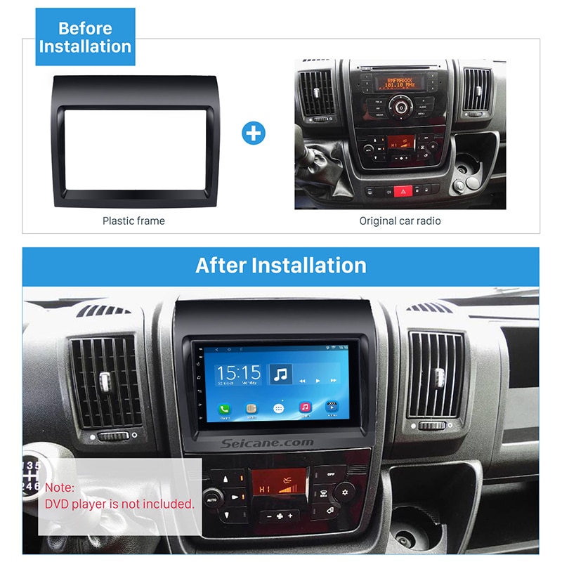 Seicane beautiful Black Adapter DVD Player 2Din Car Fitting kit Car Radio Fascia Frame Panel for FIAT DUCATO Dash Mount Kit