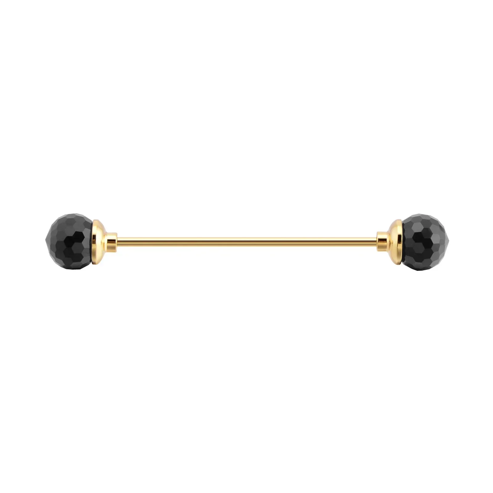 Épingle de col tendance pour hommes, chemise ronde à multiples facettes, trou de boule de cristal, épingles de collier, accessoires d&#39;affaires, peut dévisser: Black-Gold