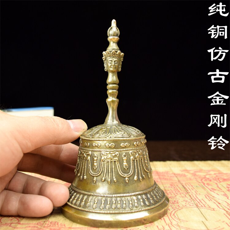 Koperen Bel Antieke Messing Instrumenten Evocation Van Taoïstische Tantra Vajra Ritueel Ornamenten