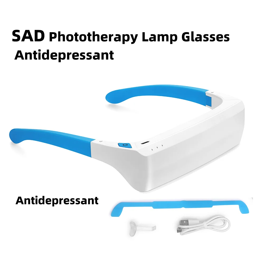 traurig Lichttherapielampe Depression Stimmungstherapiebrille tragbares LED-Licht Anti-Bewegungskrankheit traurig-Therapie Phototherapie-Brille