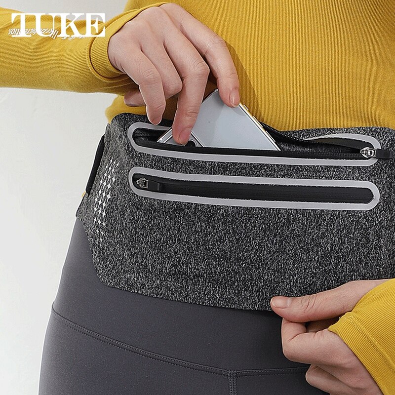 Elastic Waistband Sport Bag Double Zipper Pocket Waist Bag Running Gym Yoga Waist Belt Pack Mobile Phone Wasit Wallet