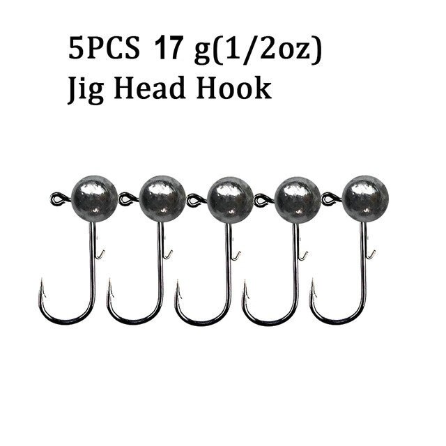 Hameçon de pêche à tête plombée pour ver mou, crochet de pêche à tête plombée, 2g 3g 5g 7g 10g 15g 20g, 5 pièces/10 pièces: 5pcs 17g fishhook