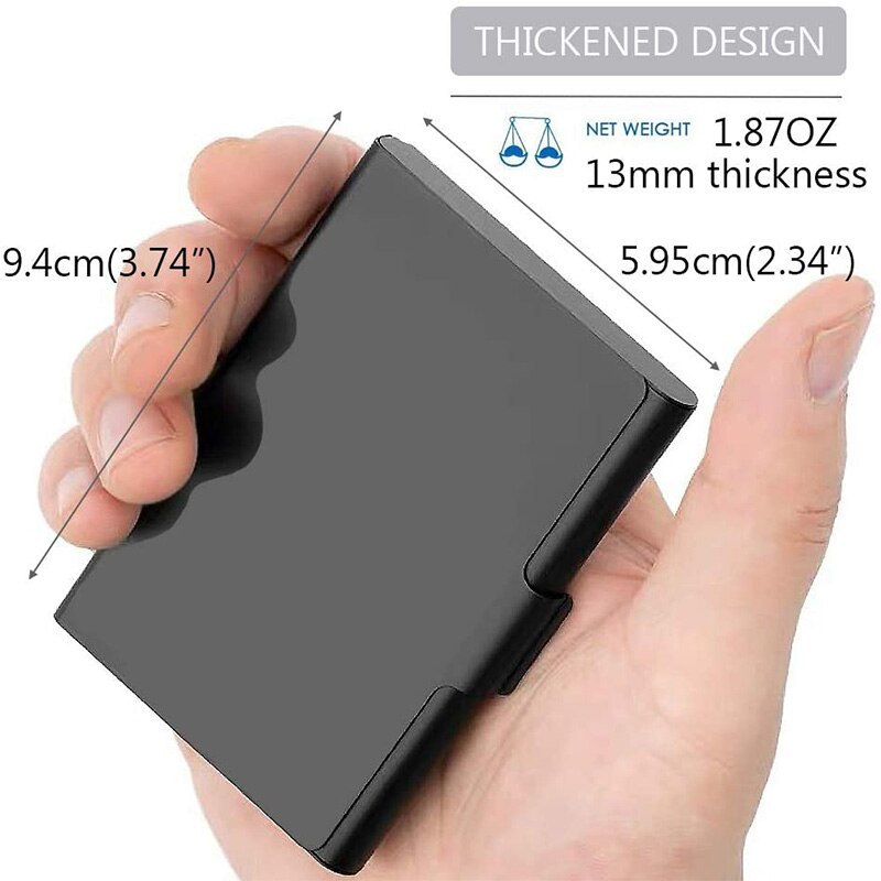 Visitkortshållare i rostfritt stål, spegel, visitkortsfodral plånbok kreditkorts-id-fodral namnkorthållare  (4 pack)