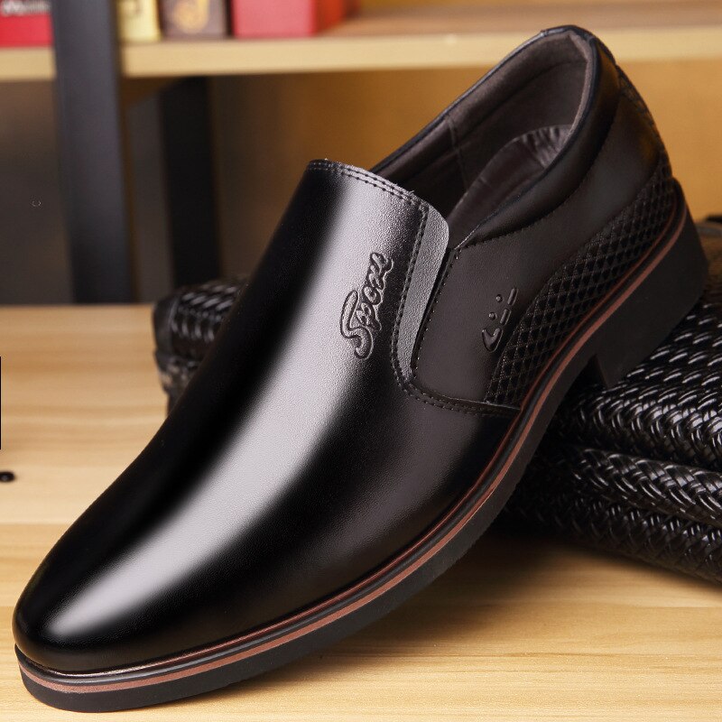 Chaussures plates en cuir à bout pointu pour hommes, chaussures de base formelles de mariage de supérieure,