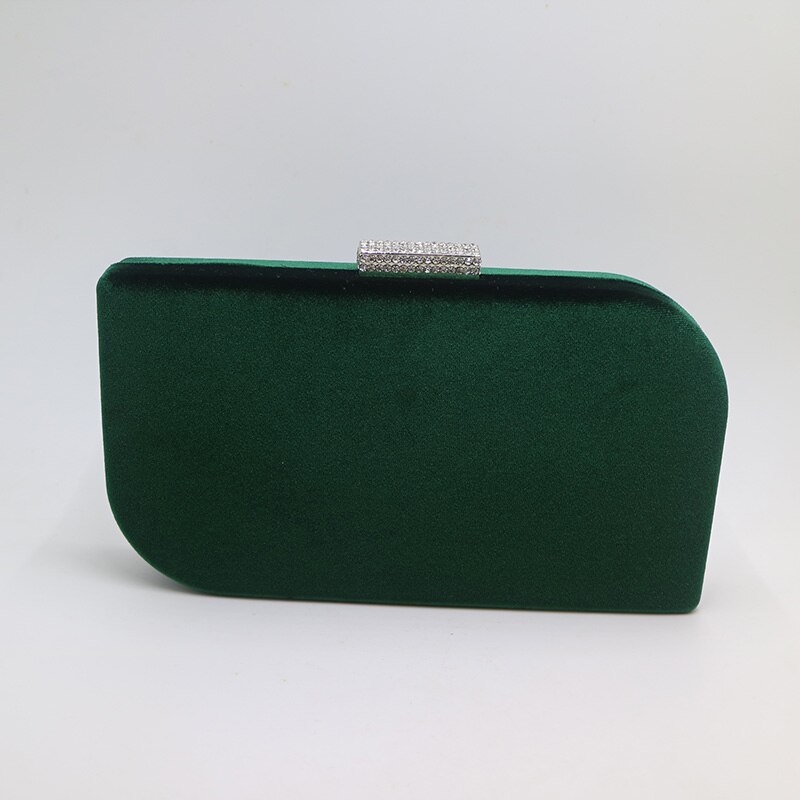 Dark Green Velvet Hard Case Box Clutch Evening Bags and Clutch Purses Handbags with Shoulder Chain for Ball Party Prom: Leaf-Green