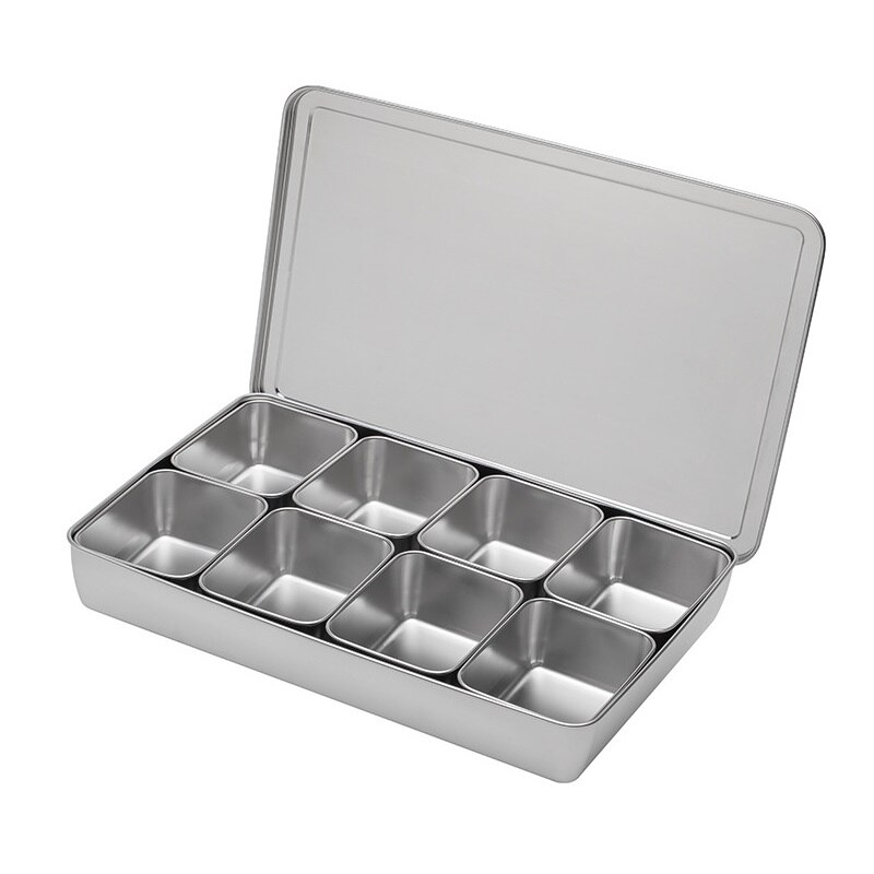 1-4-6-8Grids 201Stainless Steel Seasoning Box Rectangle Hotel Kitchen Supplies Multifunction 2020NEW Utensils