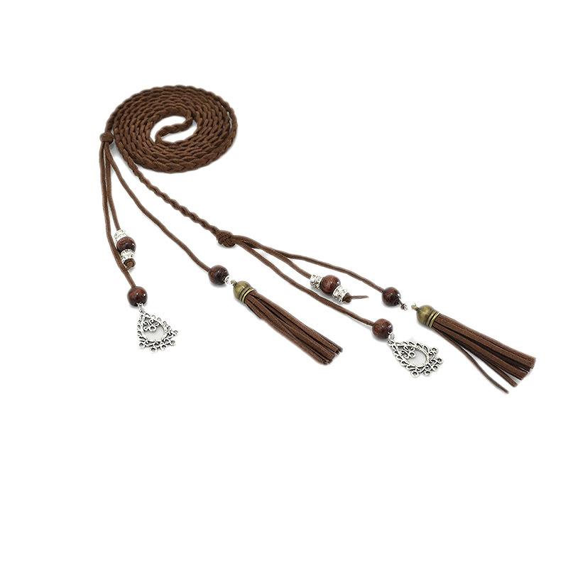 Kwastje Decor Gevlochten Touw Riem: Dark Brown
