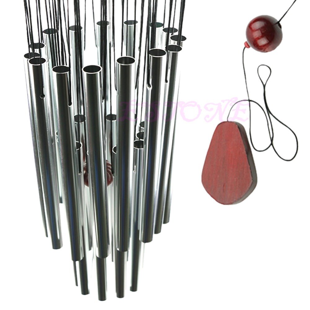 27 Tubes Silver Church Wind Chimes Outdoor Bells Garden Hanging Decorations