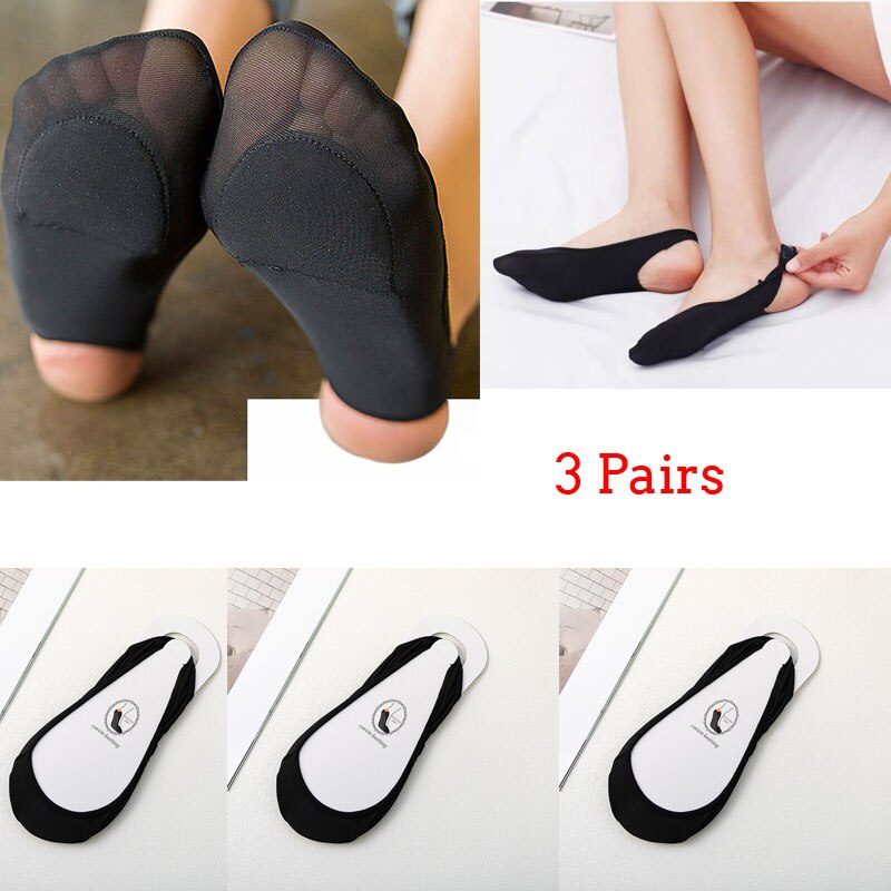 3 Pair/Set Invisible Boat Socks Summer Anti Slip Silicone No Show Socks for Women High Heel Shoe Liner Socks Shallow Mouth: 3 pair-style A