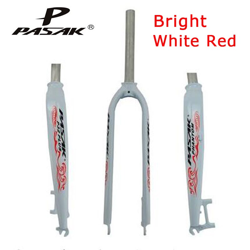 PASAK Vélo Dur Fourche 26 "27.5" 29 "en aluminium montagne vtt vélo vélo de route fourche rigide P32 modèle De Frein À Disque Composant: Bright White Red