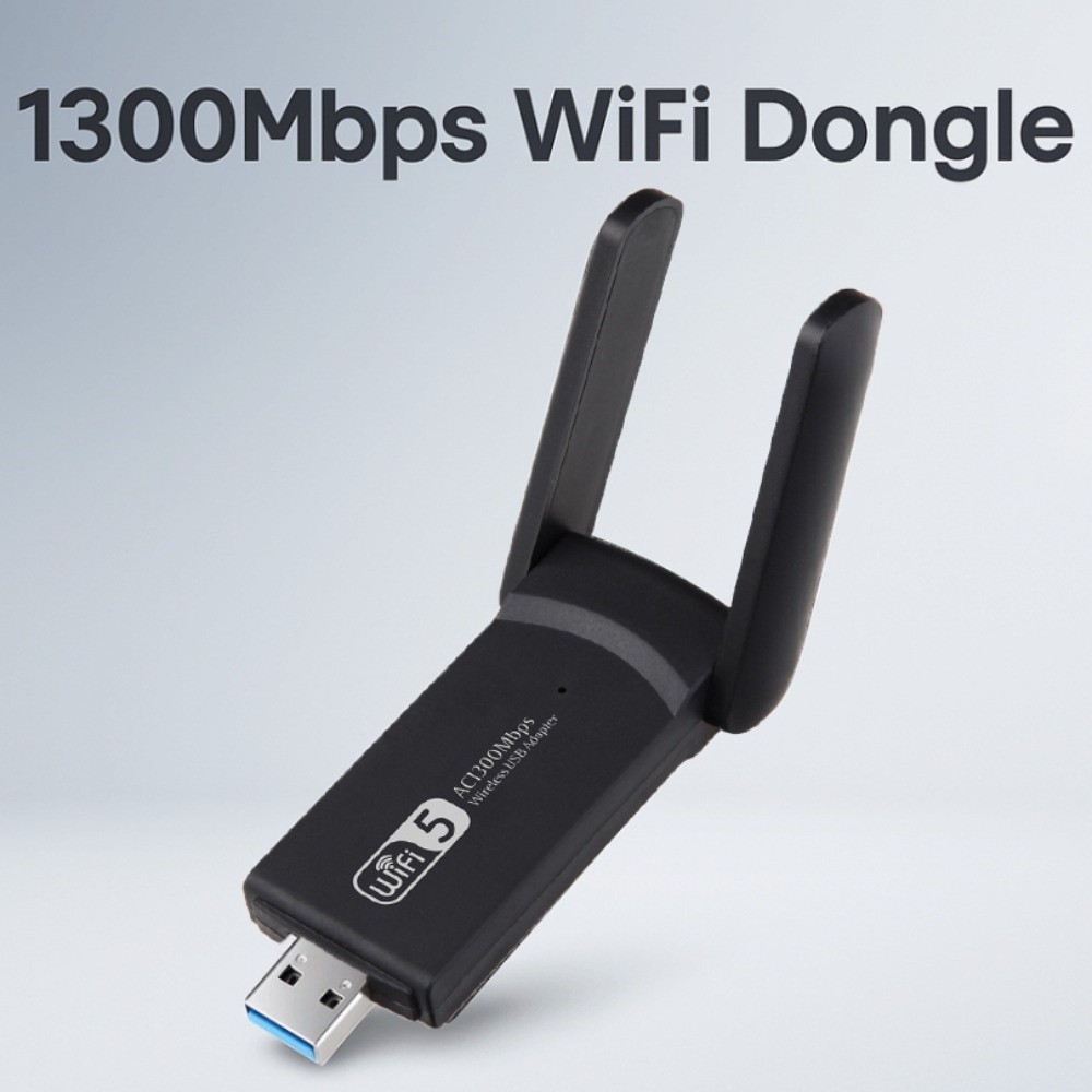 Dual Band WiFi USB Adapter 2 Antenna USB3.0 Interface 1300Mbps WiFi Dongle Driver Free Receiver Wireless Network Card