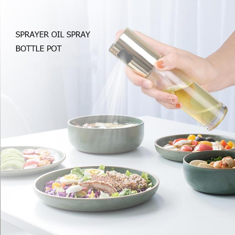 Rustfrit stål olivenolie sprøjter køkkenolie sprayflaske pumpe glas oliepotte lækagesikre dråber olie dispenser bbq madlavningsværktøjer