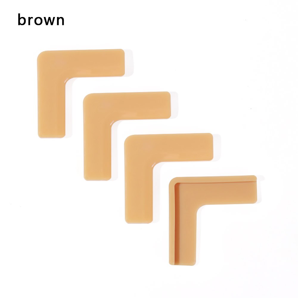 4Pcs Baby Safety Corner Guards Silicone Edge Protection Corner Protector Anticollision Strip Kids Security Head Protection: brown