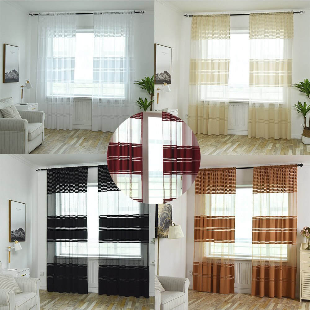 Europe Solid Leaves Yarn Curtain Window Tulle Curtains For Living Room Kitchen Modern Window Treatments Voile Curtain #YG