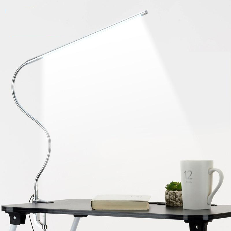 ledet sammenleggbar klemme bordlampe øyebeskyttelse lang væpne aluminiumslegering bordlampe klemme på lys til sengelesing arbeid og datamaskin