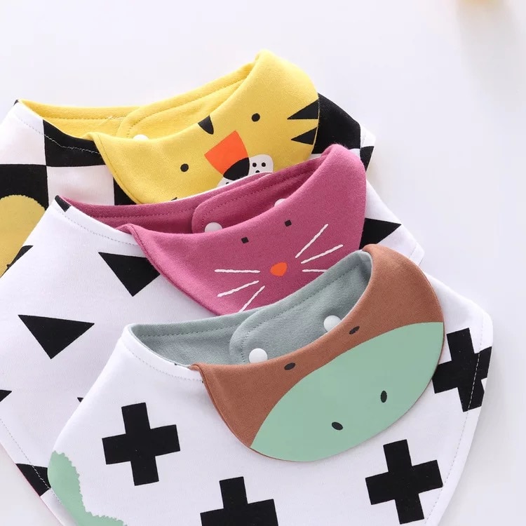 Reusable Washable Cotton Baby Bibs Burp Cloth Print Arrow Wave Triangle Bibs Cotton Adjustable Baby Meal Bib Infant Bibs