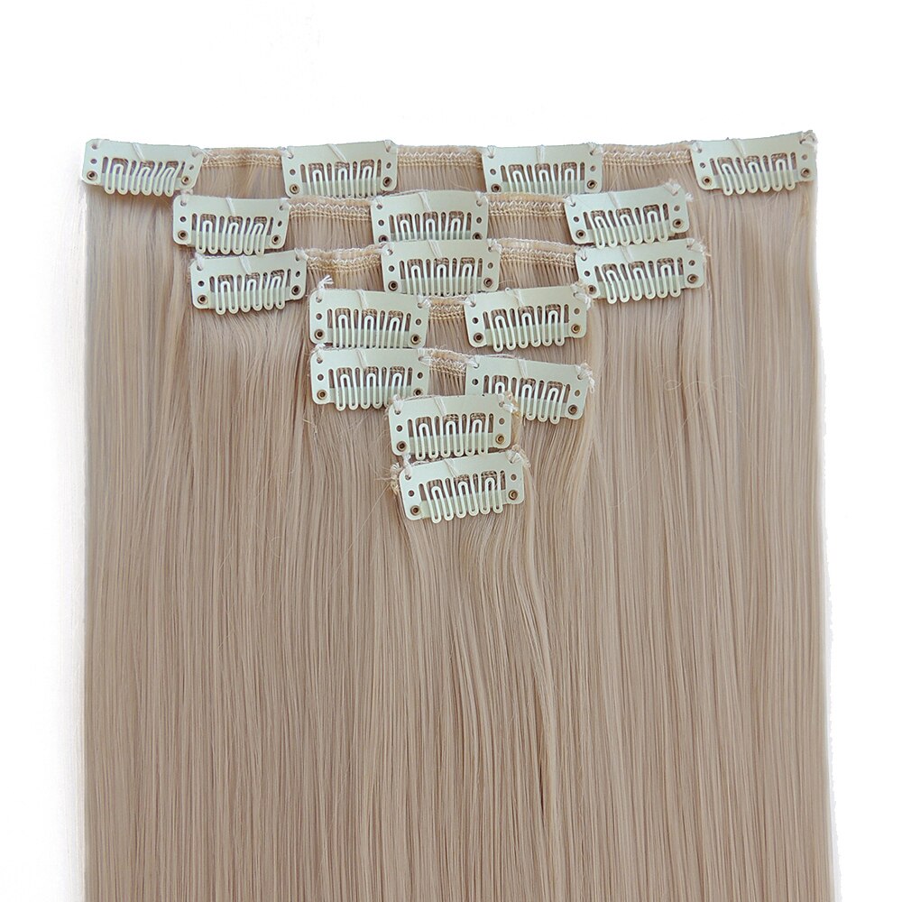 Qjz 13055/22 2p xi.rocks syntetisk klips i hårforlengelser parykk rett hårstykke klips for hårforlengelsen parykker beige