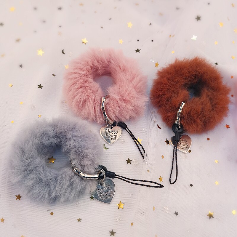 Mobile phone lanyard ladies plush hair tie trend cute For iPhone Samsung mobile phone chain with key ring Universal lanyard