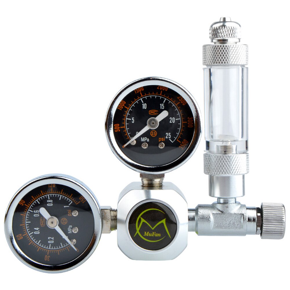Fish Tank CO2 Regulator Dual Gauge with Solenoid Bubble Counter W21.8 EU Plug for Household Water Part Accessories