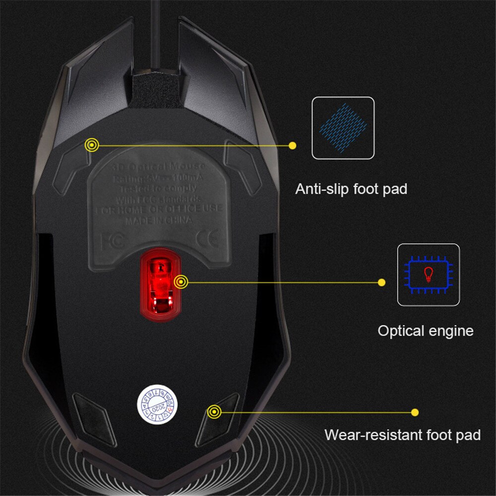 S1 Usb Bedrade Gaming Muis 7 Kleuren Led Backlight Ergonomie Gamer Muis Flank Kabel Optische Muizen Voor Laptop Muizen Pc desktop