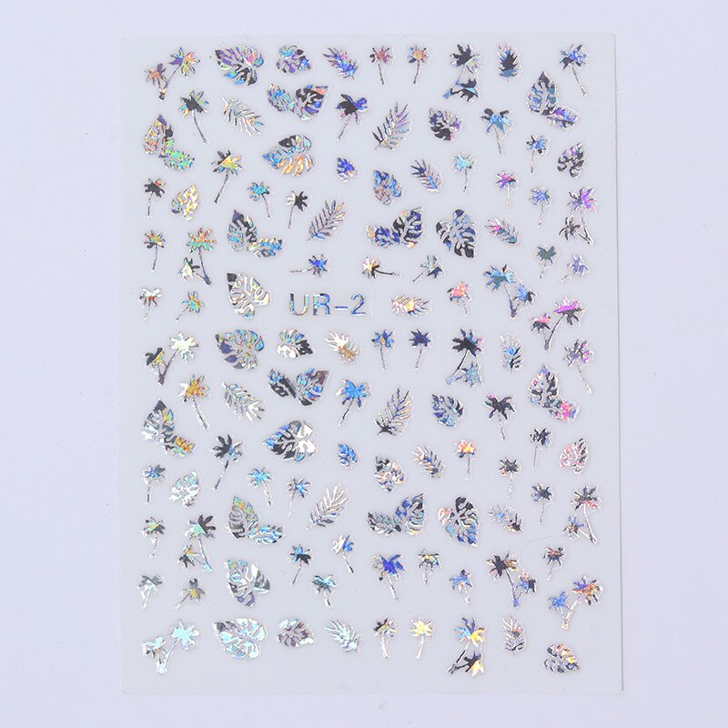 1 Pc Colorful Marple Leaf Gold Silver 3D Nail Sticker Flower Pattern Nail Art Transfer Stickers DIY Nail Decoraion